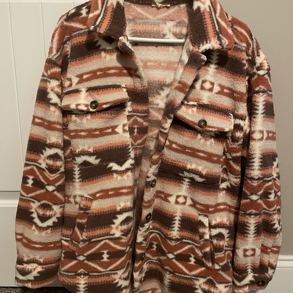 JODIFL Brown and Cream Aztec Print Jacket